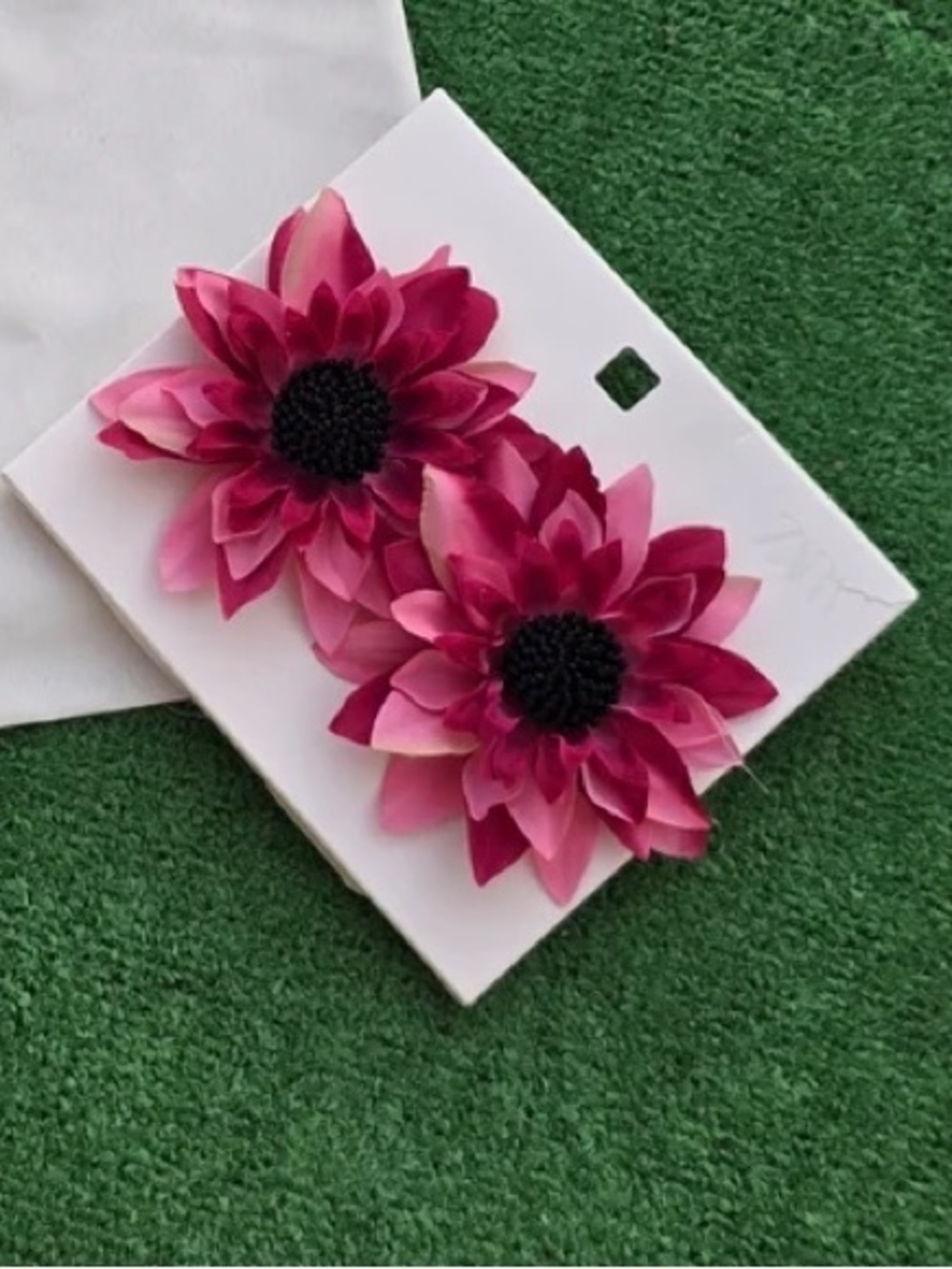 NWT ZARA 3D Large Pink tones Flower Earrings